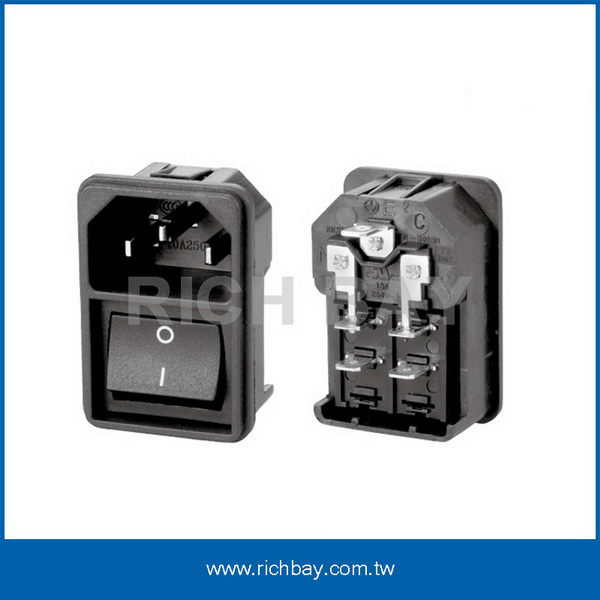 IEC 60320 C14 AC Inlet+Switch ( Snap-in type )