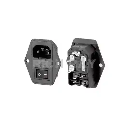 IEC C14 INLET+Fuseholder+Switch. SNAPIN/Screw type